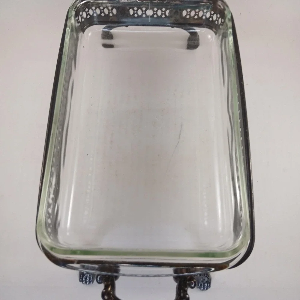 Vtg Silver Plated Footed Casserole Dish Holder Book Holder 10x6